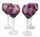 4 NACHTMANN TRAUBE CRYSTAL Tall Hock Wine Goblets Glass Amethyst Cut to Clear