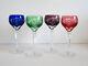 4 Nachtmann Traube Cut to Clear Crystal 6 7/8 Wine Hock Glasses Multi Color