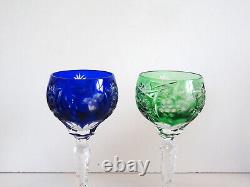4 Nachtmann Traube Cut to Clear Crystal 6 7/8 Wine Hock Glasses Multi Color