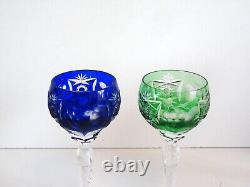 4 Nachtmann Traube Cut to Clear Crystal 6 7/8 Wine Hock Glasses Multi Color