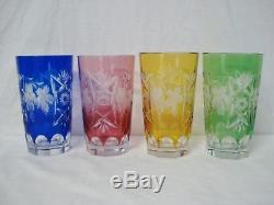 4 Nachtmann Traube Highball Tumblers Cut to Clear Used Crystal Glass Set As Is