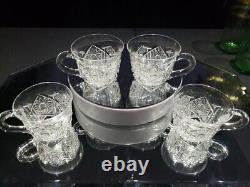 (4) Punch Cups, American Brilliant Period Cut Glass Crystal Genoa Clark signed