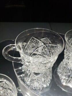 (4) Punch Cups, American Brilliant Period Cut Glass Crystal Genoa Clark signed