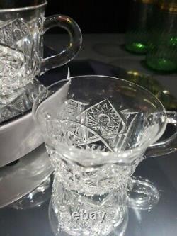 (4) Punch Cups, American Brilliant Period Cut Glass Crystal Genoa Clark signed