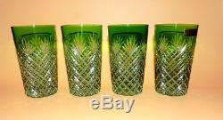 4 Signed Rexxford Germany Crystal Emerald Green Cut To Clear Highball Glass 5