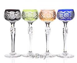 4 Val St Lambert / Baccarat Cordials Liqueur Goblets Cased Crystal Cut to Clear