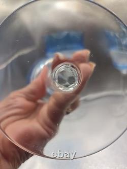 4 Vintage Cobalt Blue Cut To Clear Crystal Goblets Saint Louis