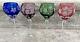 4 Vtg Crystal Cut to Clear Colored Wine Glasses Goblets 8 -Imperlux-Nachtman