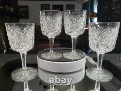 4 Water Goblet American Brilliant Period Cut Glass Crystal Krantz Smith Electra