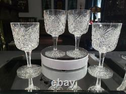 4 Water Goblet American Brilliant Period Cut Glass Crystal Krantz Smith Electra