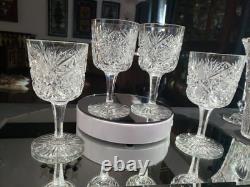 4 Water Goblet American Brilliant Period Cut Glass Crystal Krantz Smith Electra