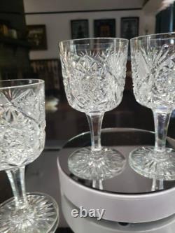 4 Water Goblet American Brilliant Period Cut Glass Crystal Krantz Smith Electra