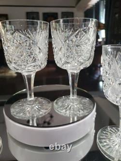 4 Water Goblet American Brilliant Period Cut Glass Crystal Krantz Smith Electra