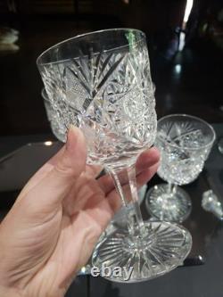 4 Water Goblet American Brilliant Period Cut Glass Crystal Krantz Smith Electra
