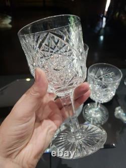 4 Water Goblet American Brilliant Period Cut Glass Crystal Krantz Smith Electra