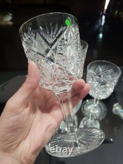 4 Water Goblet American Brilliant Period Cut Glass Crystal Krantz Smith Electra