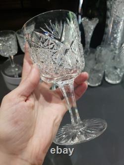 4 Water Goblet American Brilliant Period Cut Glass Crystal Krantz Smith Electra