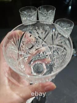 4 Water Goblet American Brilliant Period Cut Glass Crystal Krantz Smith Electra