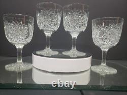 (4) Water Goblets 5-3/4 glasses American Brilliant Cut Glass Crystal Maple City