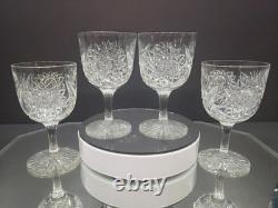 (4) Water Goblets 5-3/4 glasses American Brilliant Cut Glass Crystal Maple City