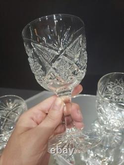 (4) Water Goblets 5-3/4 glasses American Brilliant Cut Glass Crystal Maple City