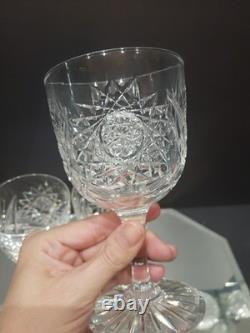 (4) Water Goblets 5-3/4 glasses American Brilliant Cut Glass Crystal Maple City
