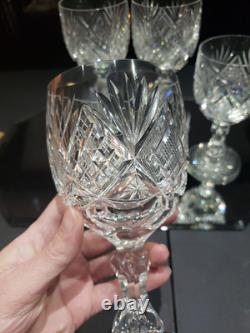 4 Water Goblets American Brilliant Period Cut Glass Crystal Libbey Harvard set 2