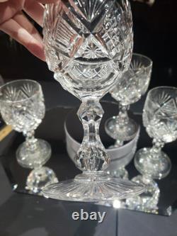 4 Water Goblets American Brilliant Period Cut Glass Crystal Libbey Harvard set 2