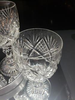 4 Water Goblets American Brilliant Period Cut Glass Crystal Libbey Harvard set 2