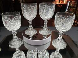 4 Water Goblets American Brilliant Period Cut Glass Crystal Libbey Harvard set 3
