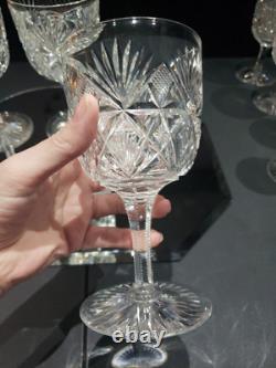 (4) Water goblets American Brilliant Period Cut Glass Crystal Hawkes Brazilian