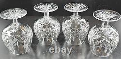 4 Waterford Crystal Lismore Brandy Glasses Set Clear Cut Etch Cognac Snifter Lot