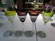 4 Wine goblets Glass Cut to clear Crystal Val Saint Lambert signed Esneux Hybrid