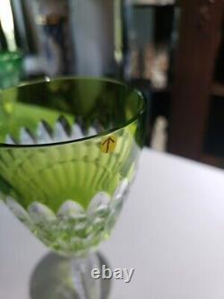 4 Wine goblets Glass Cut to clear Crystal Val Saint Lambert signed Esneux Hybrid
