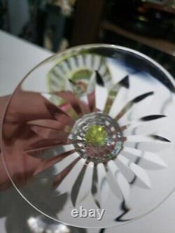 4 Wine goblets Glass Cut to clear Crystal Val Saint Lambert signed Esneux Hybrid
