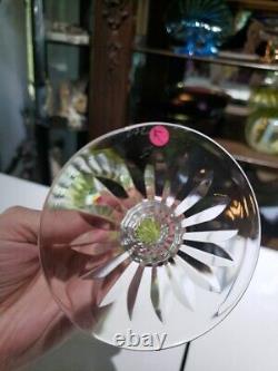 4 Wine goblets Glass Cut to clear Crystal Val Saint Lambert signed Esneux Hybrid