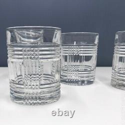 4 x Ralph Lauren GLEN PLAID Crystal Glass Double Old Fashioned Whiskey Glasses