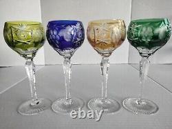 4pc Set NACHTMANN TRAUBE CUT TO CLEAR 6 7/8 HOCKS SMALL WINE GLASSES