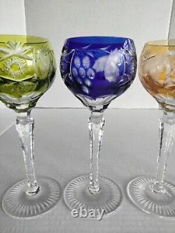 4pc Set NACHTMANN TRAUBE CUT TO CLEAR 6 7/8 HOCKS SMALL WINE GLASSES