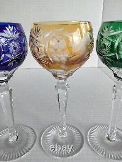 4pc Set NACHTMANN TRAUBE CUT TO CLEAR 6 7/8 HOCKS SMALL WINE GLASSES