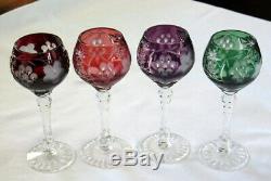 4x vintage Bohemian cut to clear crystal Traube by NACHTMANN wine hock GOBLETS