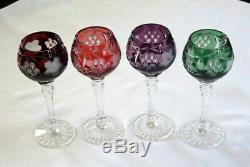 4x vintage Bohemian cut to clear crystal Traube by NACHTMANN wine hock GOBLETS