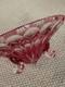 50s Crystal Cut To Clear Glass Footed Bowl Ruby Red Pink Cranberry Bohemian 12