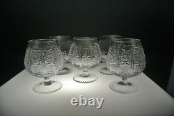 5 8 Oz Crystal Snifters with Vintage Hand Cut Design, Classic Cognac Glasses