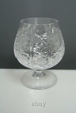 5 8 Oz Crystal Snifters with Vintage Hand Cut Design, Classic Cognac Glasses