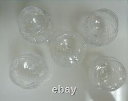 5 8 Oz Crystal Snifters with Vintage Hand Cut Design, Classic Cognac Glasses