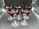 5 AJKA Hungary Adorlee Ruby Red Cut Crystal Champagne Glass