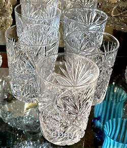 5 Antique ABP Brilliant Cut Lead Crystal Old Fashion Tumbler Glass 3 3/4