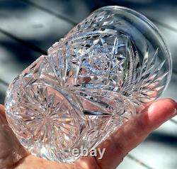 5 Antique ABP Brilliant Cut Lead Crystal Old Fashion Tumbler Glass 3 3/4