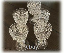 5 Antique ABP Brilliant Period Cut Glass Wine Stems RUSSIAN CLEVELAND Star & Hob